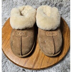 UGG Vertex Slippers Womens Size 10 Cutesy Brown Chestnut Sheepskin Lined Mule